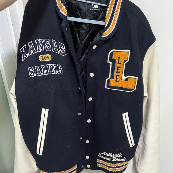 [BUNJANG] Lee Varsity Jacket Kentucky Baseball Jumper Navy Yellow / Lee 바시티 자켓 켄터키 야구 점퍼 네이비 옐로