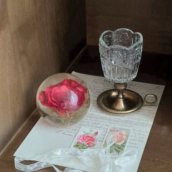 [BUNJANG] Vintage Rose Paperweight, Brass Candlestick, Rose Votive Set / [빈티지] 장미문진, 브라스촛대, 장미보티브
