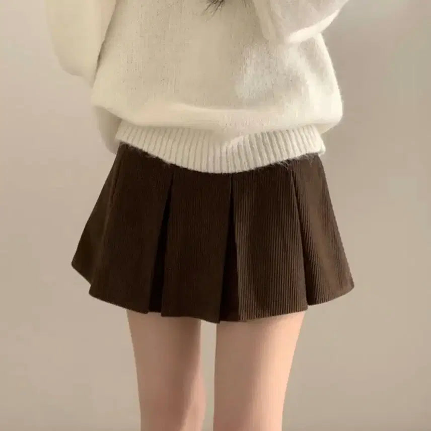 [BUNJANG] Corduroy Pleated Skirt - Size M / [미개봉] 코듀로이 골덴 플리츠 스커트 치마 M