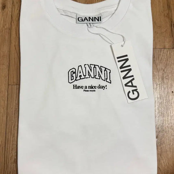 [BUNJANG] Ganni Logo Print T-Shirt White S / 마지막가격!! 가니 ganni 로고 프린팅 화이트 S (새상품)