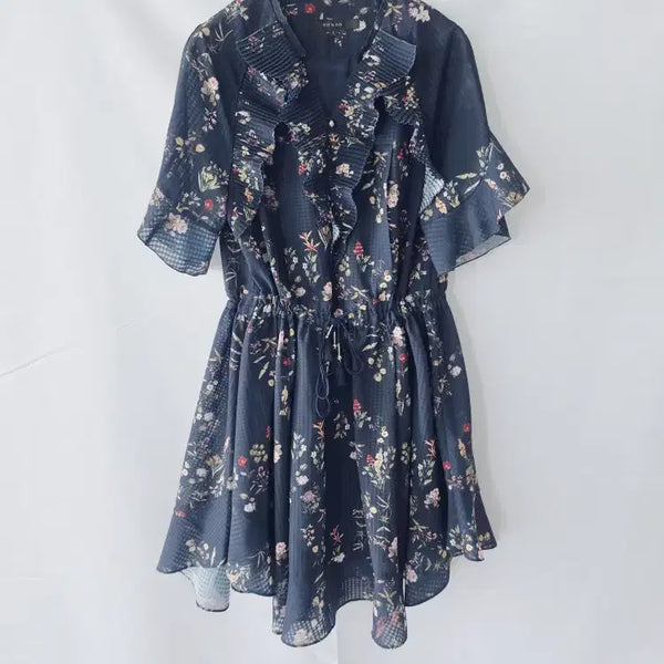 [BUNJANG] on&on Navy Floral Chiffon Dress / 온앤온 원피스 55 네이비 플라워 쉬폰 원피스