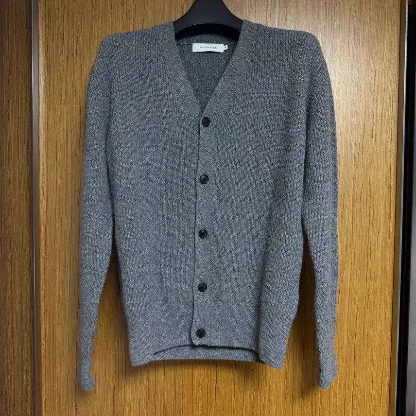[BUNJANG] Union Blue Wool Waffle V-Neck Cardigan Grey M / 유니온블루 울 와플 브이넥 가디건 그레이 M