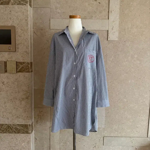 [BUNJANG] VISIT NEW YORK Stripe Shirt Dress / 비지트뉴욕 스트라이프 셔츠 원피스
