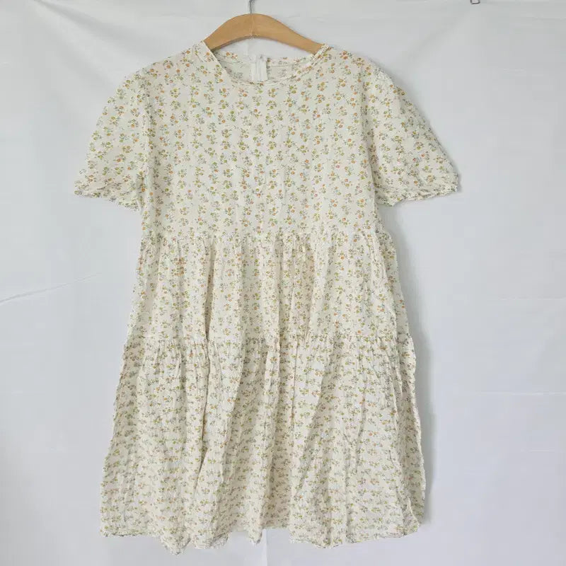 [BUNJANG] Women's Floral Long Dress - Ivory Cotton / 여성 플라워 롱원피스 55 아이보리 면원피스 뒤지퍼