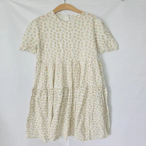 [BUNJANG] Women's Floral Long Dress - Ivory Cotton / 여성 플라워 롱원피스 55 아이보리 면원피스 뒤지퍼