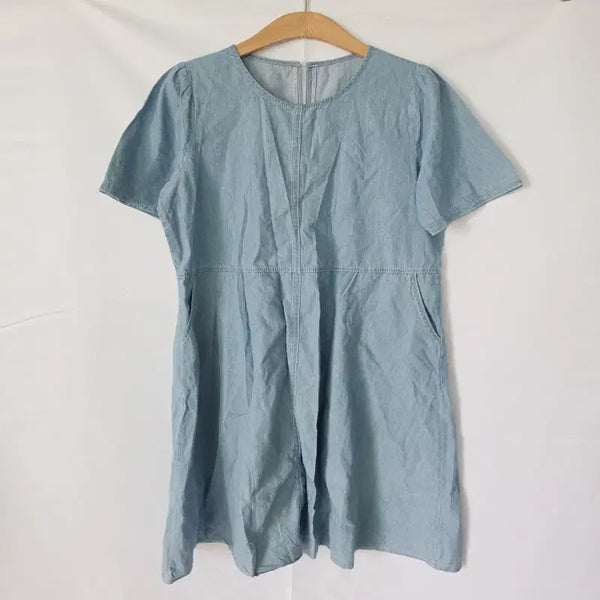 [BUNJANG] Denim Long Sleeve Dress / 면청 원피스 55 66 연청 반팔 데님 롱원피스