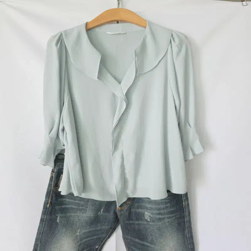 [BUNJANG] Vivian Lee Chiffon Ruffle Blouse / 비비안리 블라우스 프리 55 66 소라 쉬폰 프릴 블라우스