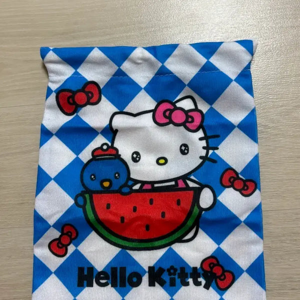 [BUNJANG] Hello Kitty Blue Check Pouch Bag / 산리오 헬로키티 복조리st 블루 체크 파우치 가방 새상품