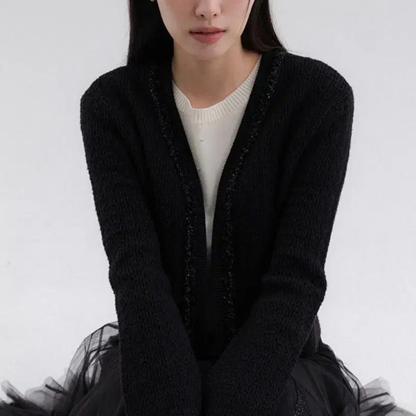 [BUNJANG] Grace Yu Ravina Knit Cardigan Black (M-L Size) / 그레이스유-라비나 니트 가디건 (M-L사이즈) 블랙