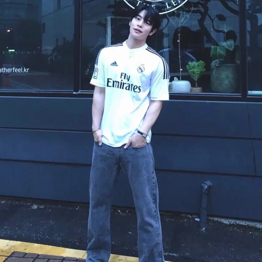 [BUNJANG] Adidas Real Madrid Short Sleeve Jersey White/Black / 아디다스 정품 레알마드리드 유니폼 반팔 져지 흰검