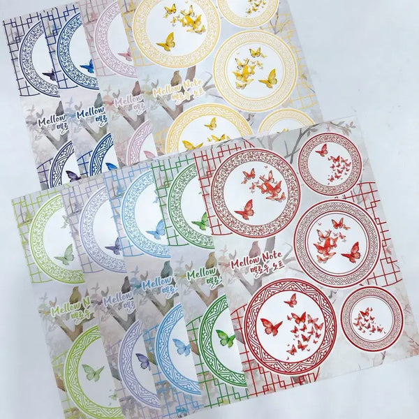 [BUNJANG] Mellow Note Oriental Style Circular Paper Frame Set (9 Pieces) / 멜로우노트 동양풍 원형 종이 프레임 9장