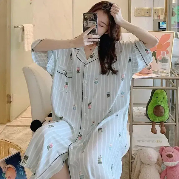 [BUNJANG] Nourishing Cool Rayon One-Piece Pajama / 너리싱 시원한 레이온(인견) 원피스 파자마