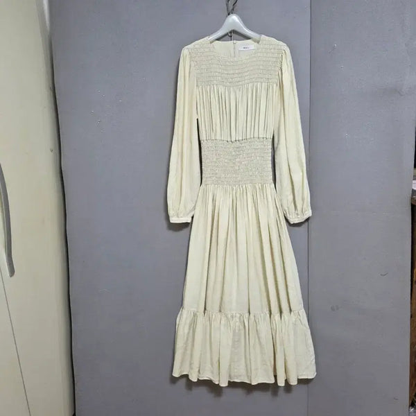 [BUNJANG] Fleece Lined Banded Blouse - Yellow Beige / 기모깅밴드이쁜 블라우스 F   n6518