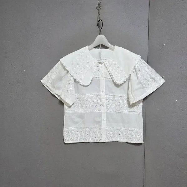 [BUNJANG] Ashley Shop White Cotton Blouse Size S / 플랫카라이쁜 블라우스 S  n6526