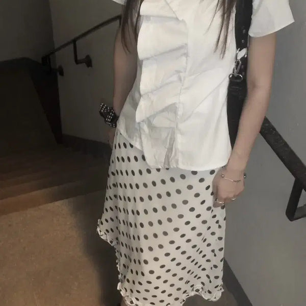 [BUNJANG] Dot Long Skirt - White / 도트 롱스커트 화이트