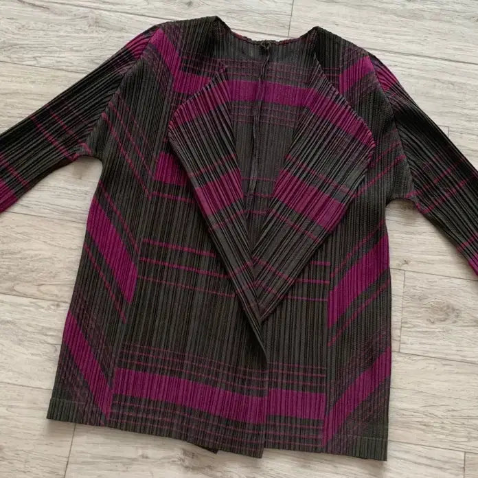 [BUNJANG] Pleats Please Issey Miyake Check Jacket Cardigan / 플리츠플리즈 이세이미야케 주름 체크 자켓가디건
