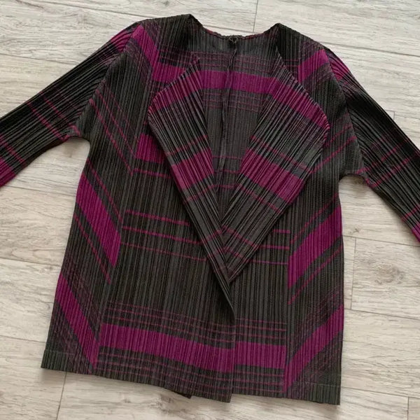 [BUNJANG] Pleats Please Issey Miyake Check Jacket Cardigan / 플리츠플리즈 이세이미야케 주름 체크 자켓가디건