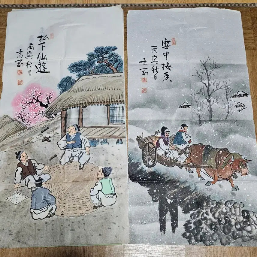 [BUNJANG] Hyo Dang Kim Se Hee Folk Painting 6 Piece Set / 재강.효당 김세희 선생 풍속화 6점 미사용
