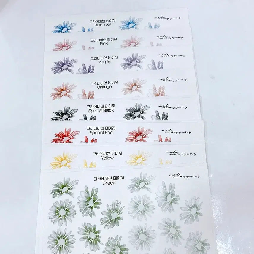 [BUNJANG] MINIUNI Gradient Flower Stickers (8 Colors) / 미니유니 그라데이션 꽃스티커 8컬러