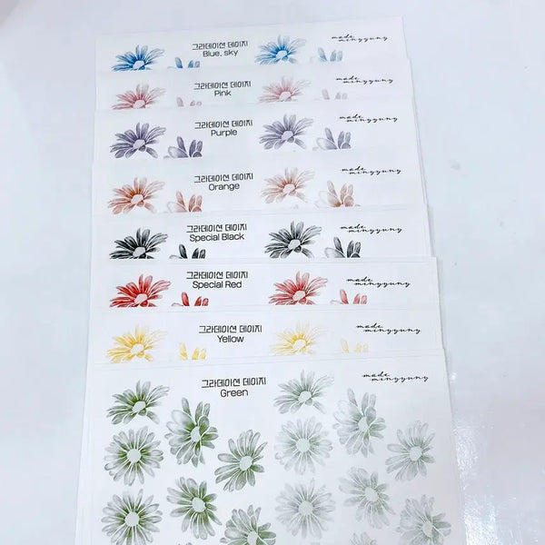 [BUNJANG] MINIUNI Gradient Flower Stickers (8 Colors) / 미니유니 그라데이션 꽃스티커 8컬러