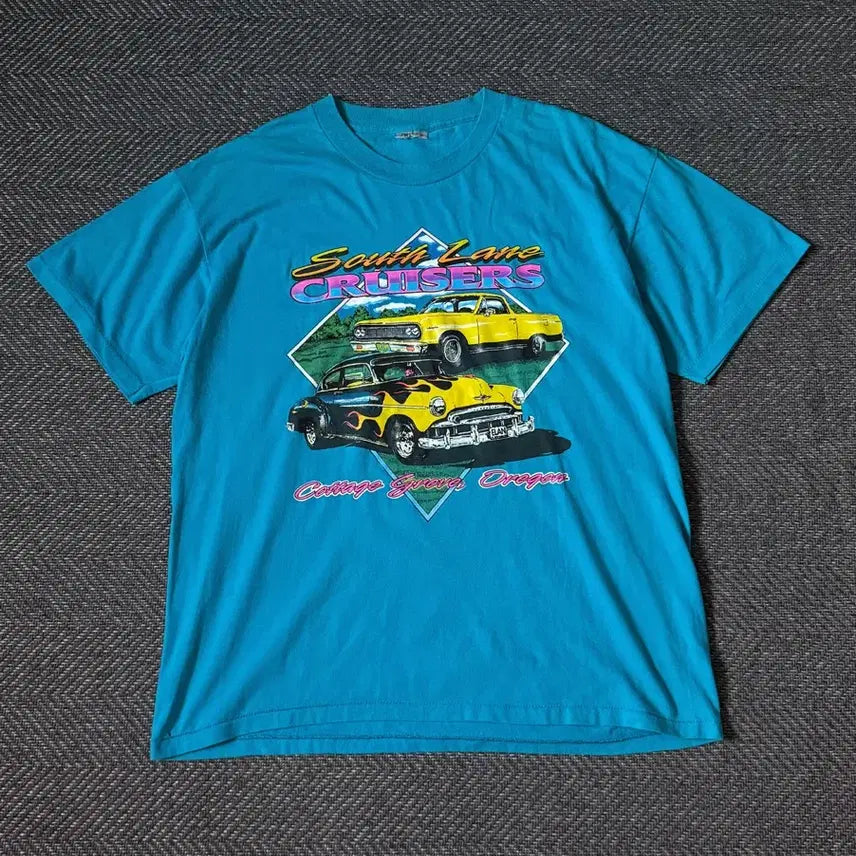 [BUNJANG] 90s USA ONEITA Single Stitch South Lane Cruisers Graphic T-Shirt / 90s USA ONEITA 올드카 싱글스티치 빈티지 티셔츠 (105)