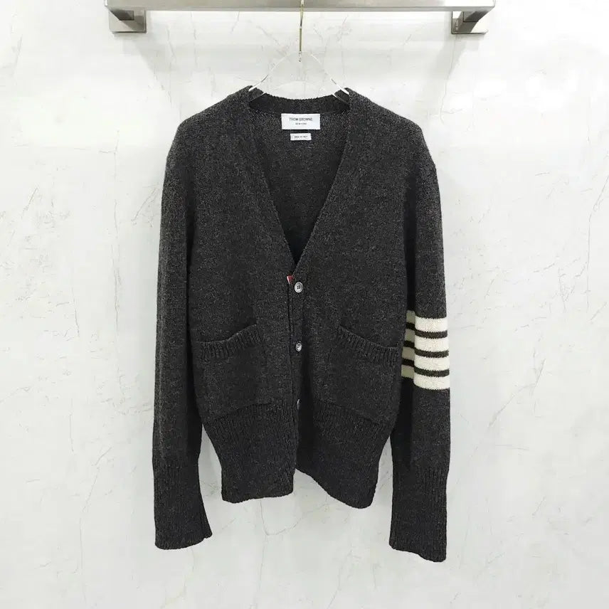 [BUNJANG] Thom Browne Charcoal Shetland Wool Cardigan MKC353A Size 3 / 3 / 톰브라운 차콜 셰틀랜드 울 가디건 MKC353A