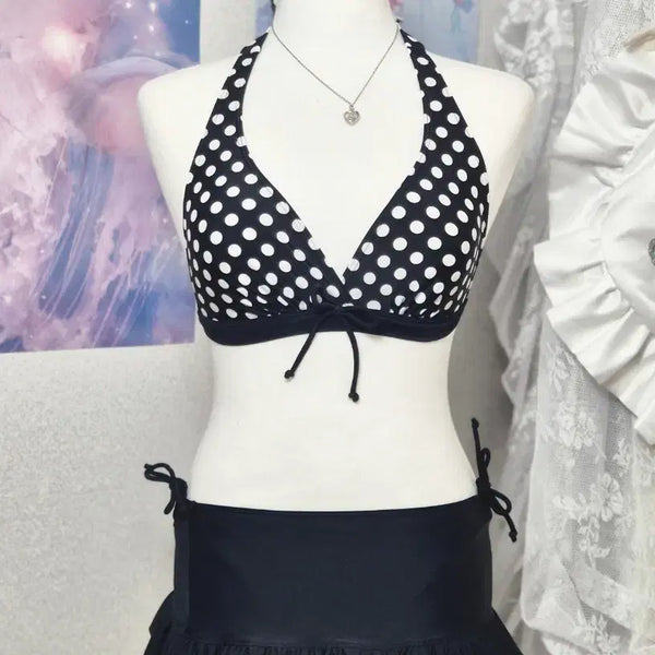 [BUNJANG] Dot Ribbon 3-Piece Bikinis - Hime Gyaru Style / 도트 리본 3피스 비키니 오네갸루 히메갸루 새상품 갸루비키니
