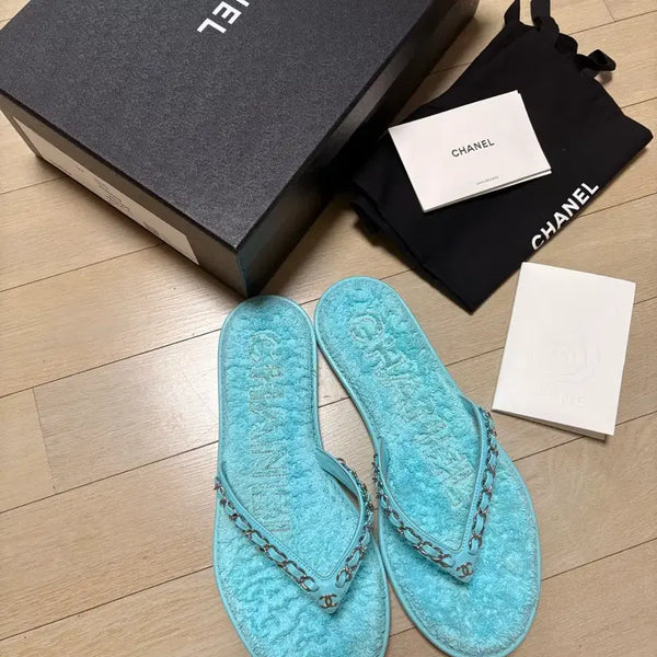 [BUNJANG] Chanel Logo Chain Slippers / 샤넬 로고 체인 슬리퍼