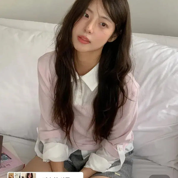 [BUNJANG] Letter From Moon Layered Blouse Pink / (새상품)레터프롬문 레이어드 블라우스 핑크
