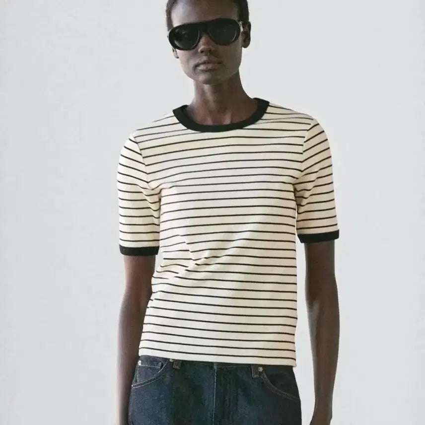[BUNJANG] Massimo Dutti Striped Knit T-Shirt / 마시모두띠  니트 티