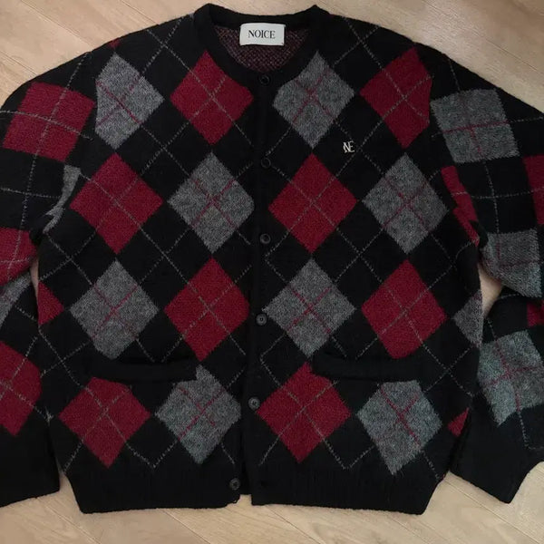 [BUNJANG] NOICE Argyle Cardigan (Size L) / 노이스 아가일 가디건 L사이즈