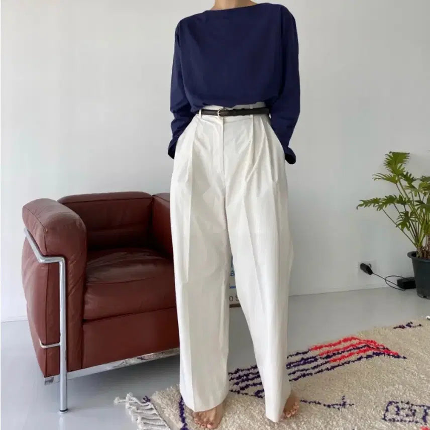 [BUNJANG] Studio Simplemung Boatneck T-Shirt Navy / 스튜디오 심플멍 심플먼트, 보트넥 티셔츠(네이비)