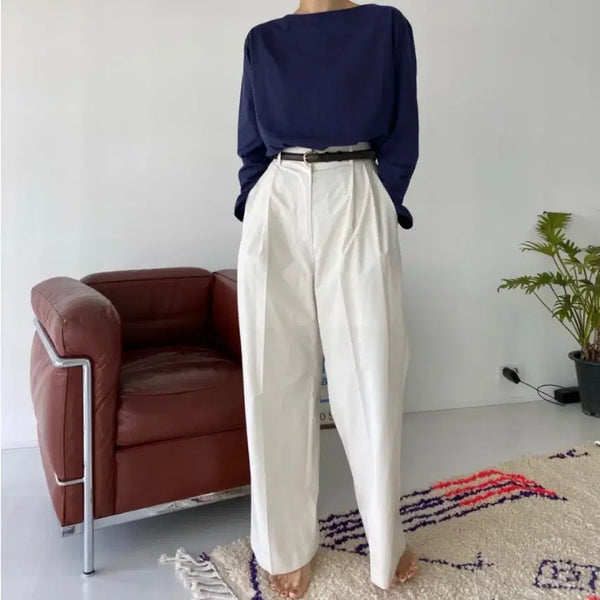 [BUNJANG] Studio Simplemung Boatneck T-Shirt Navy / 스튜디오 심플멍 심플먼트, 보트넥 티셔츠(네이비)