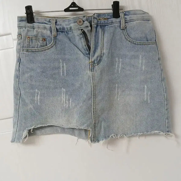 [BUNJANG] Light Wash Distressed Denim Maxi Skirt / 데님 롱 스커트 연청 / 찢청 / 빈티지 치마바지
