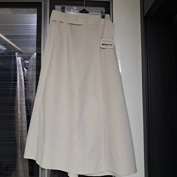 [BUNJANG] G-Cut Long Skirt Beige / 지컷 롱 스커트