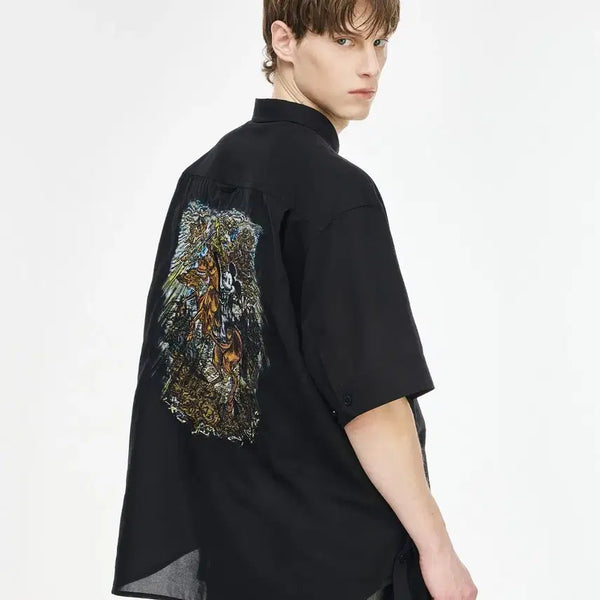 [BUNJANG] Songzio Homme Mickey Embroidered Half Shirt / 송지오옴므 나이트 미키 엠브로이드 하프 셔츠, 50