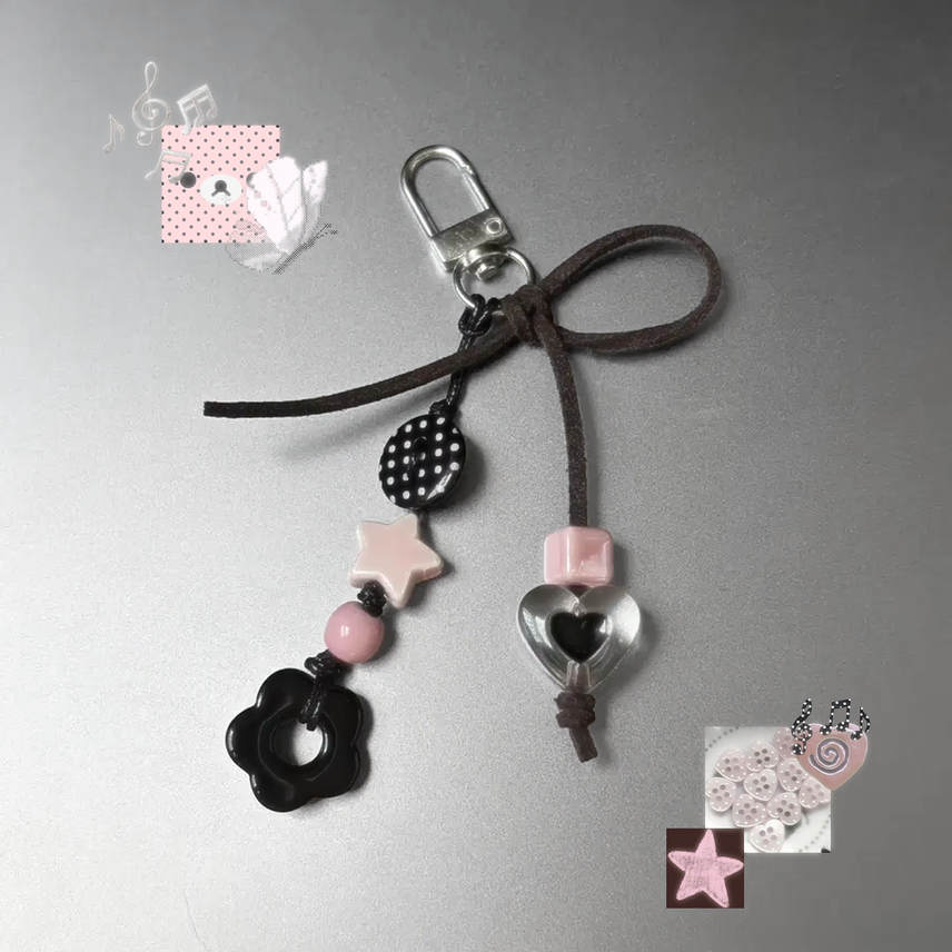 [BUNJANG] Handmade Dotcore Blackpink Bag Charm Keychain Strap / [핸드메이드] 도트코어 블랙핑크 가방고리 키링 스트랩