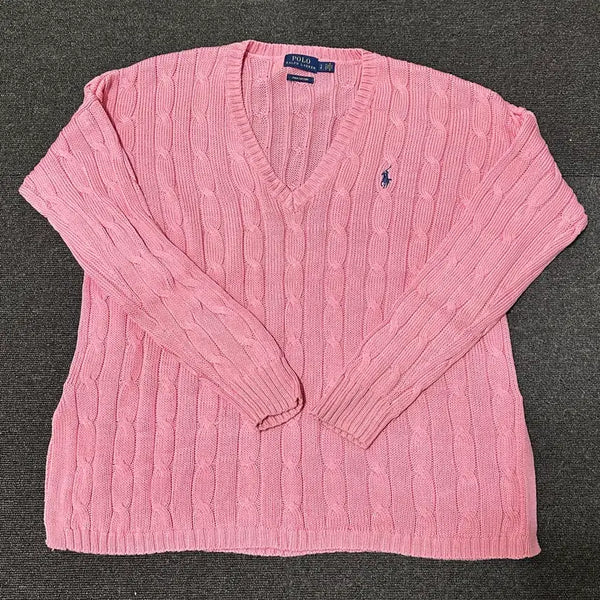 [BUNJANG] Polo Ralph Lauren Cable Knit V-Neck Sweater / 폴로 랄프로렌 케이블 니트 V넥