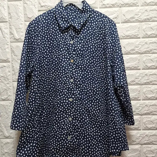 [BUNJANG] Japanese Asan Cotton 100% A-Line Polka Dot Shirt / 일제 아사면100 A라인 도트 무늬 셔츠
