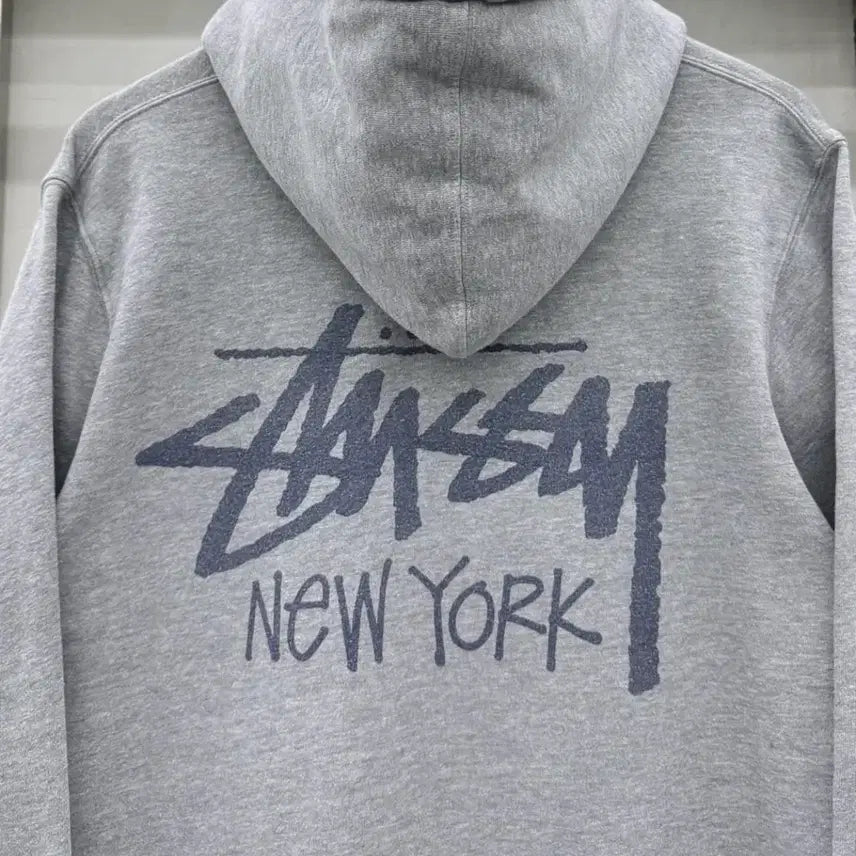 [BUNJANG] Stussy 00s New York Big Logo Hoodie Grey L / 스투시 00s 뉴욕 빅로고 후드티 그레이 L