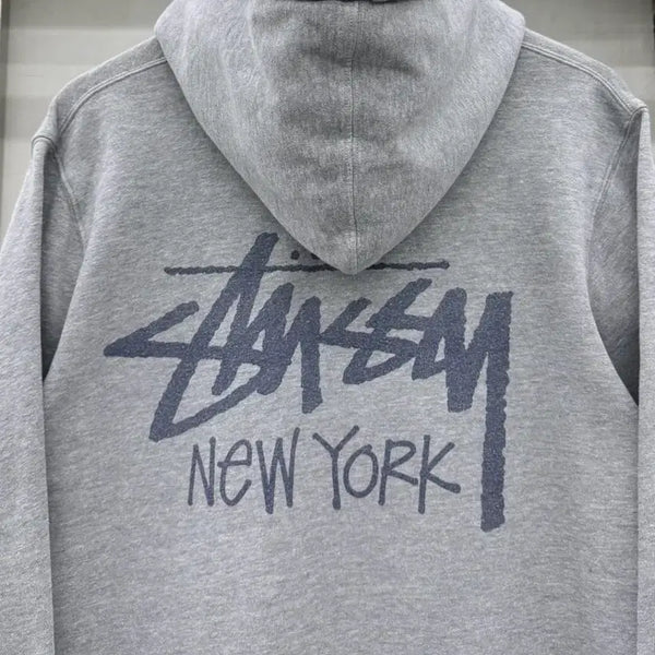 [BUNJANG] Stussy 00s New York Big Logo Hoodie Grey L / 스투시 00s 뉴욕 빅로고 후드티 그레이 L