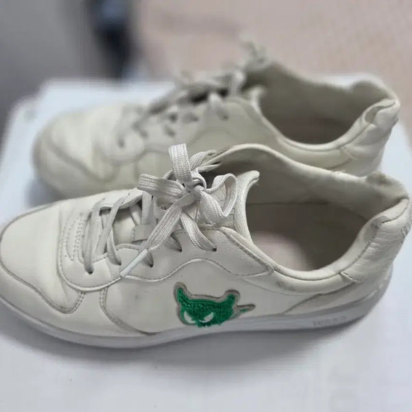 [BUNJANG] WAAC Casual Golf Shoes - White with Green Character Embroidery / waac
