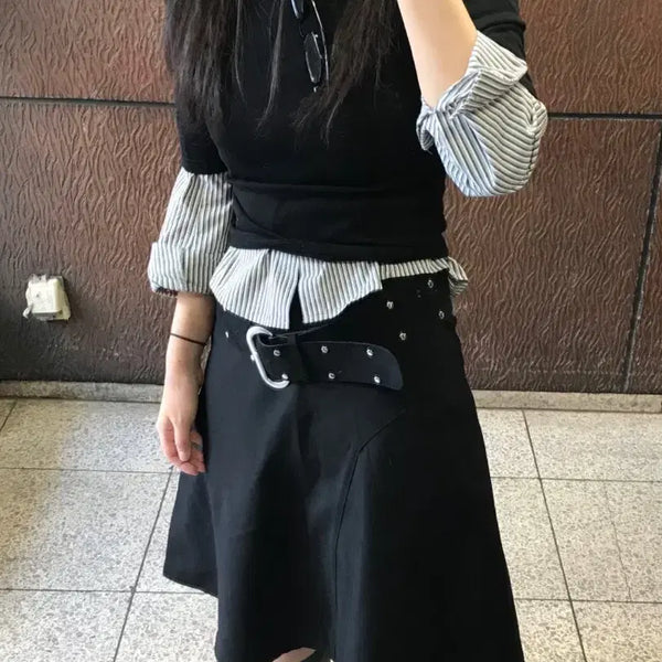 [BUNJANG] Raphaela Asymmetric Flare Midi Skirt / 라파브_리아 언발 플레어 미디 스커트(s)