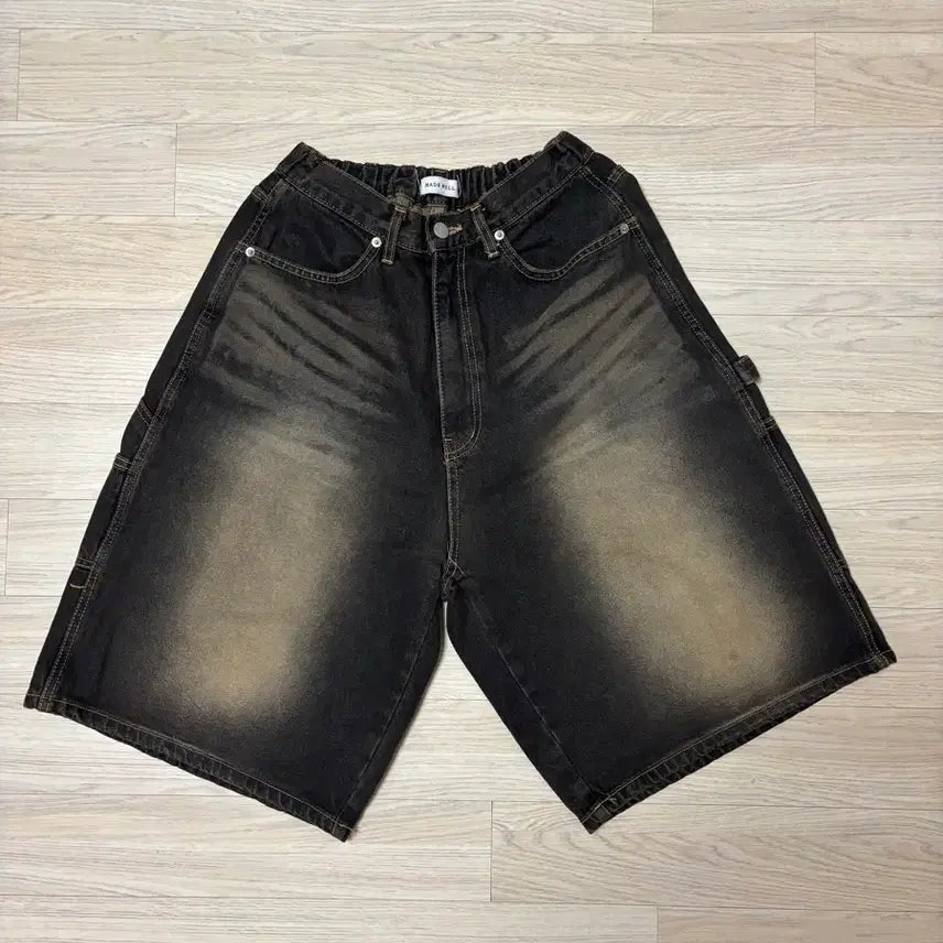 [BUNJANG] Washed Bermuda Denim Pants - Sand Black / 워시드 버뮤다 데님 팬츠 샌드 블랙