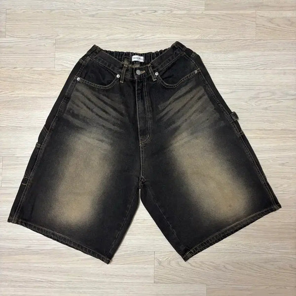 [BUNJANG] Washed Bermuda Denim Pants - Sand Black / 워시드 버뮤다 데님 팬츠 샌드 블랙