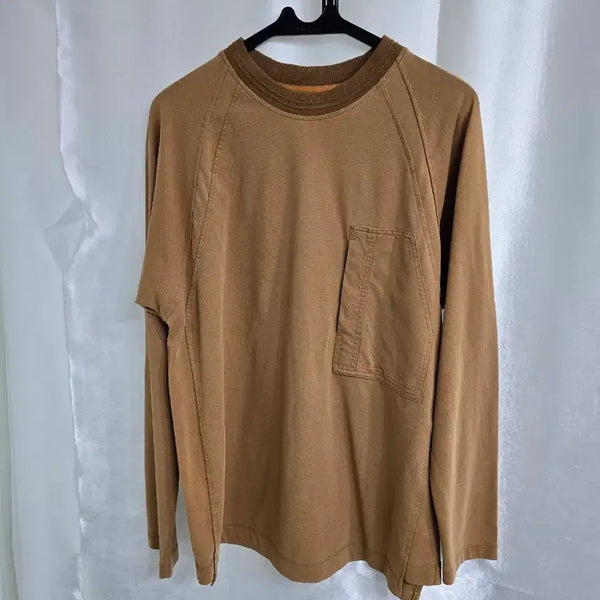 [BUNJANG] T.I FOR MEN Camel Pocket Long Sleeve T-Shirt / 티아이포맨 카멜색 포켓 긴팔 티셔츠 (2156)
