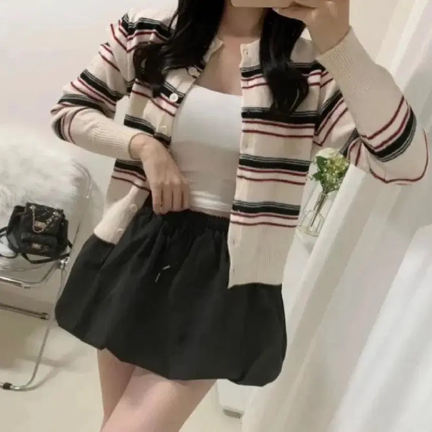 [BUNJANG] Color Block Striped Knit Cardigan / [ 새상품 ] 배색 단가라 니트 가디건