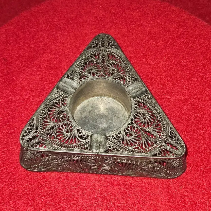 [BUNJANG] Guildford & Sons 1898 Silver-plated Brass Filigree Ashtray/Trinket Dish / [명가1898 Guildford & Sons .Silver on Bras