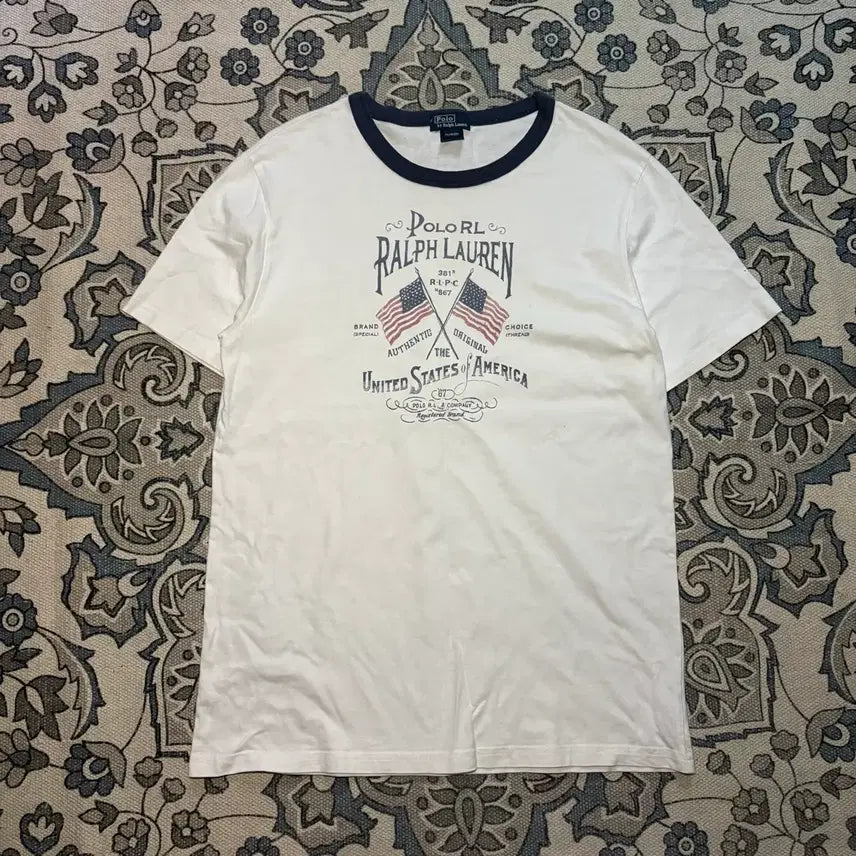 [BUNJANG] Polo Ralph Lauren Flag Ringer T-Shirt / 폴로랄프로렌 성조기 프린팅 링거티