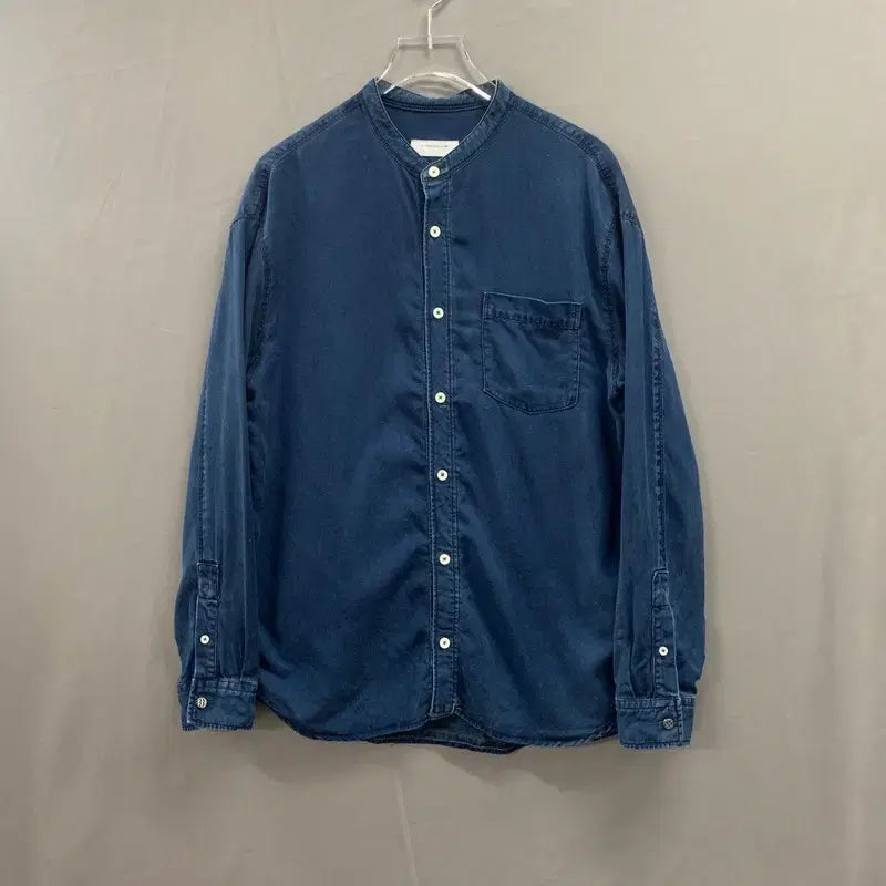 [BUNJANG] Customellow Indigo Washing Henley Neck Shirt / M 커스텀멜로우 인디고 워싱 헨리넥 셔츠 남방